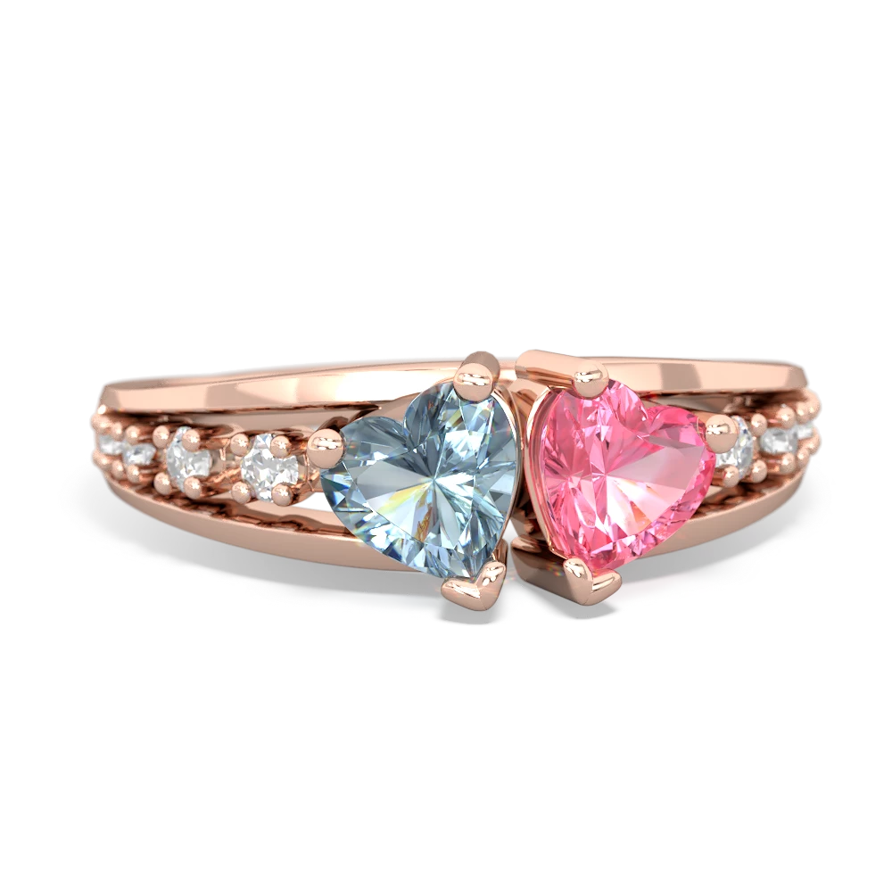 Aquamarine Heart To Heart 14K Rose Gold ring R3342