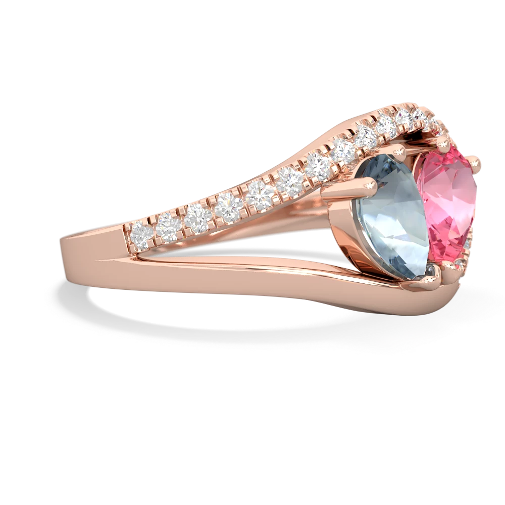 Aquamarine Nestled Heart Keepsake 14K Rose Gold ring R5650