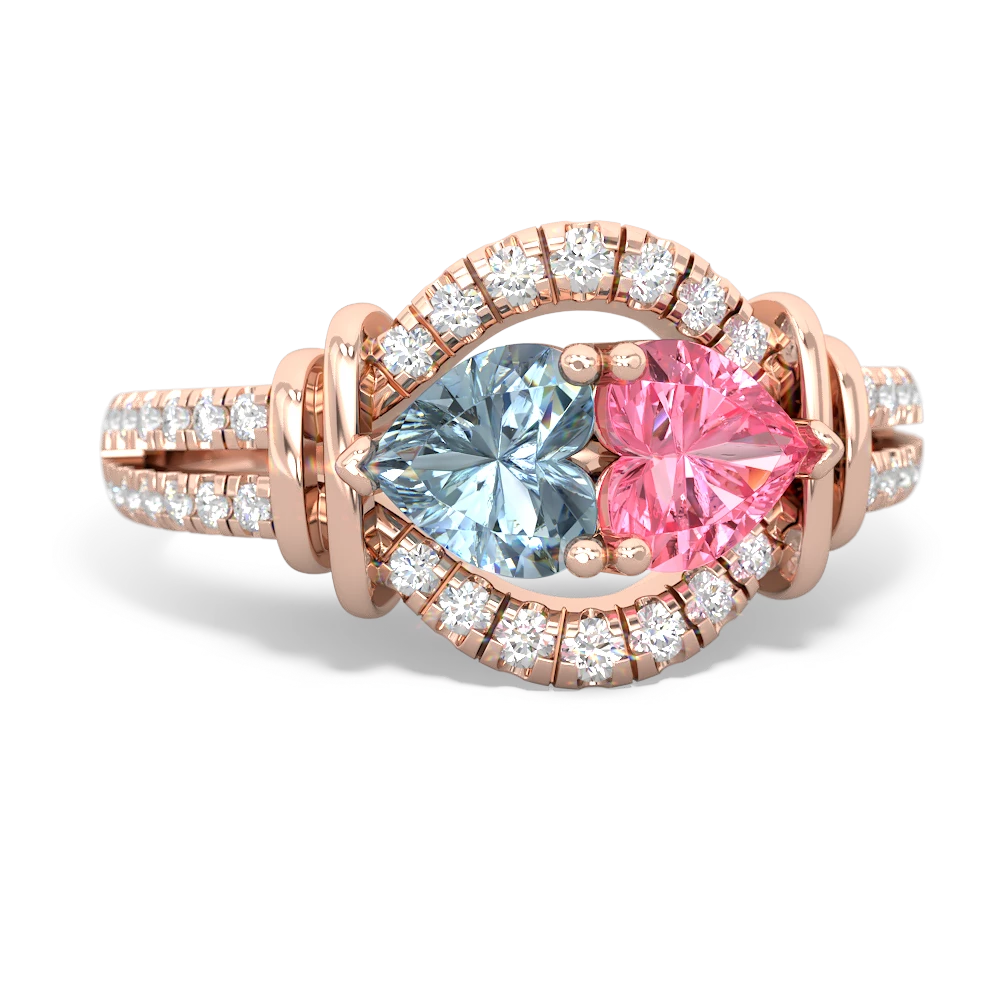 Aquamarine Art-Deco Keepsake 14K Rose Gold ring R5630