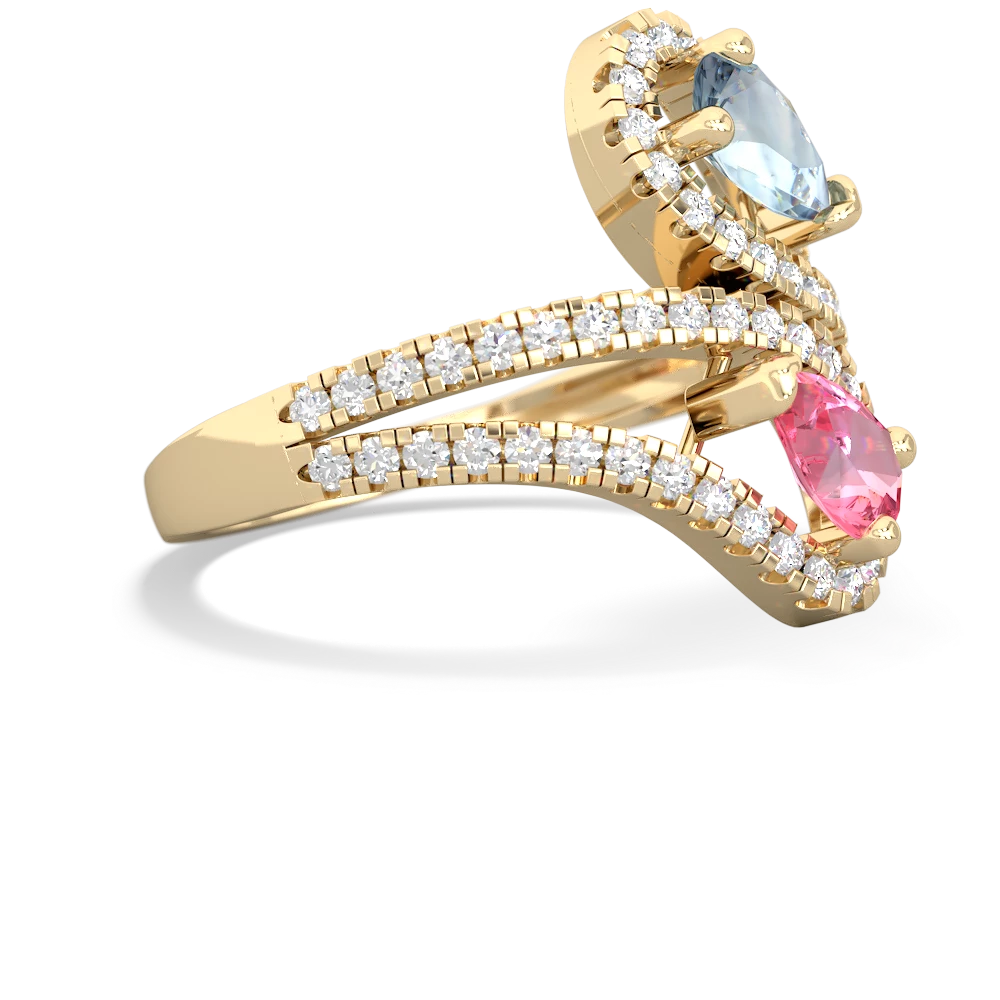 Aquamarine Diamond Dazzler 14K Yellow Gold ring R3000