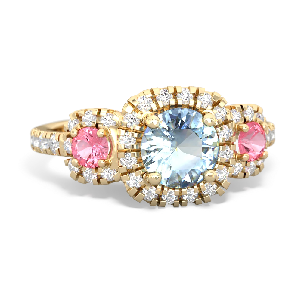 Aquamarine Regal Halo 14K Yellow Gold ring R5350