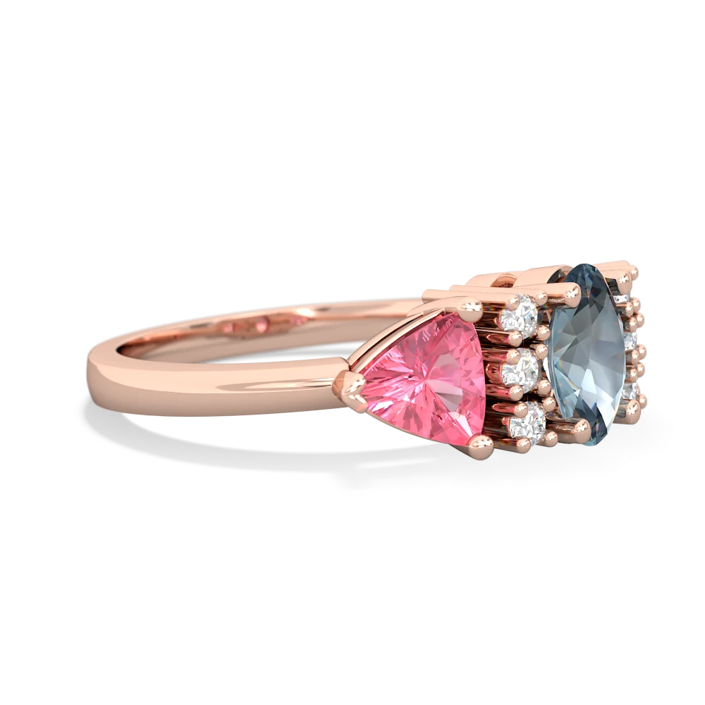 Aquamarine Antique Style Three Stone 14K Rose Gold ring R2186