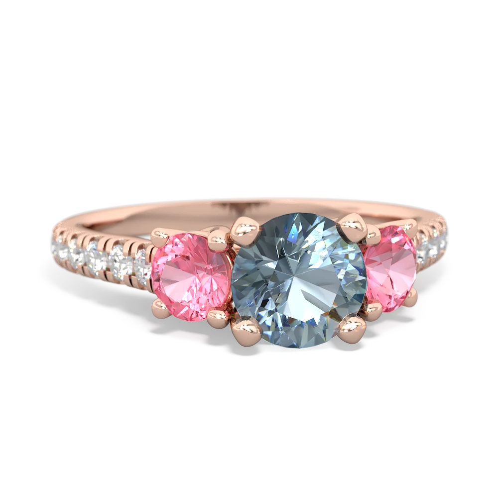 Aquamarine Pave Trellis 14K Rose Gold ring R5500