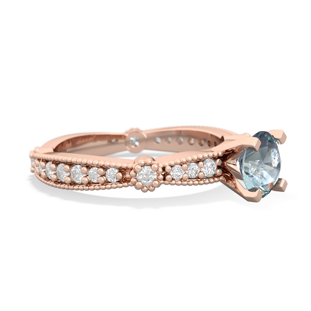 Aquamarine Sparkling Tiara 6Mm Round 14K Rose Gold ring R26296RD