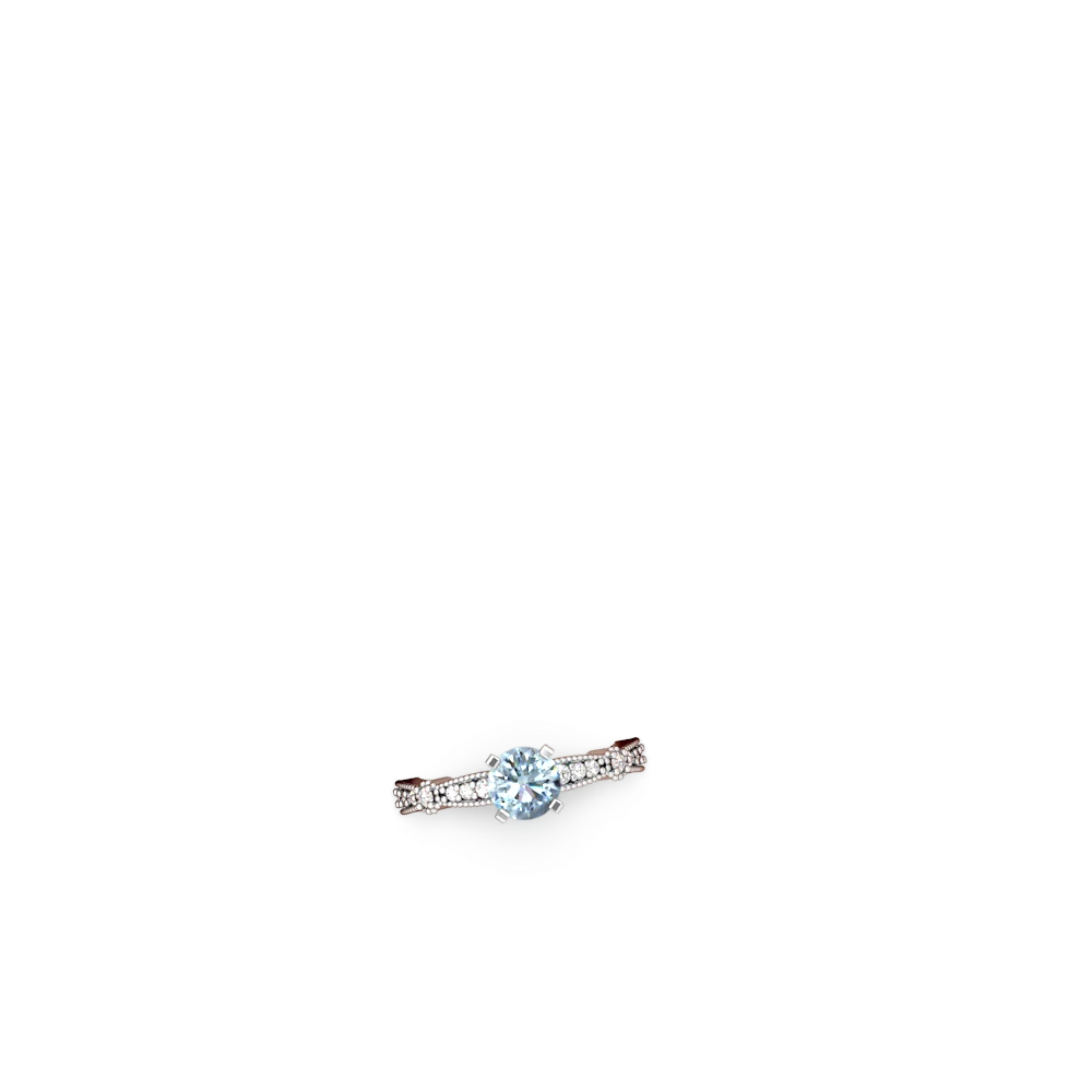 Aquamarine Sparkling Tiara 6Mm Round 14K White Gold ring R26296RD