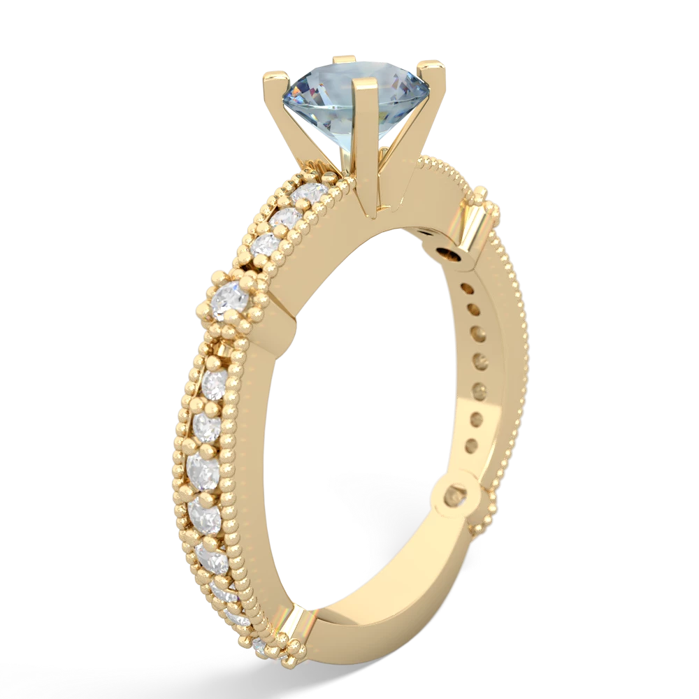 Aquamarine Sparkling Tiara 6Mm Round 14K Yellow Gold ring R26296RD