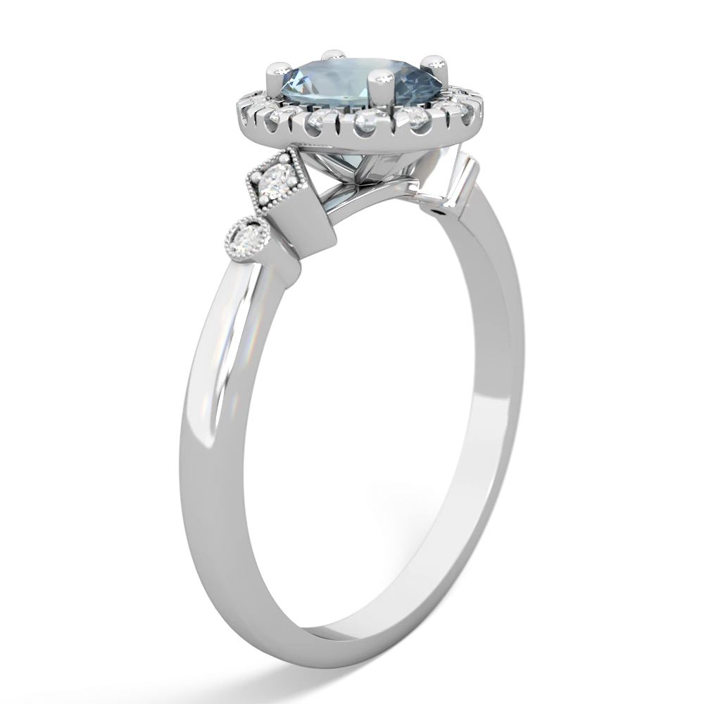 Aquamarine Antique-Style Halo 14K White Gold ring R5720
