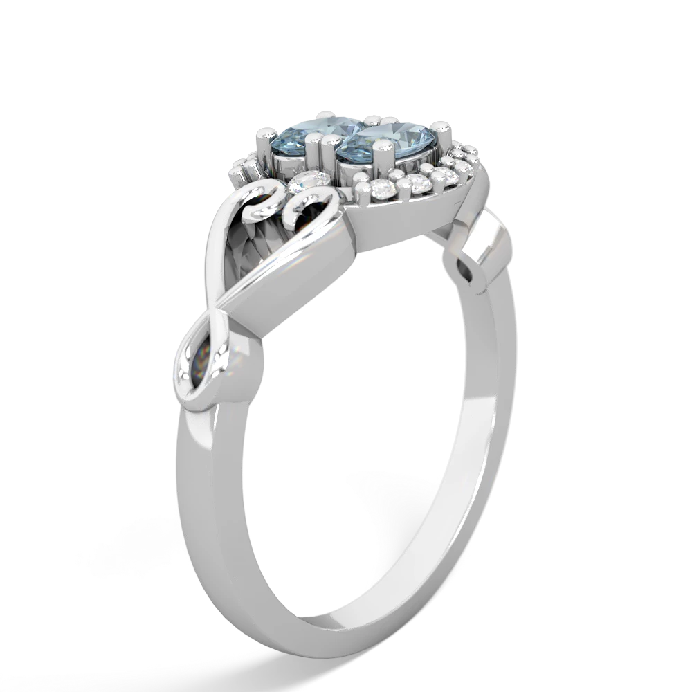 Aquamarine Love Nest 14K White Gold ring R5860