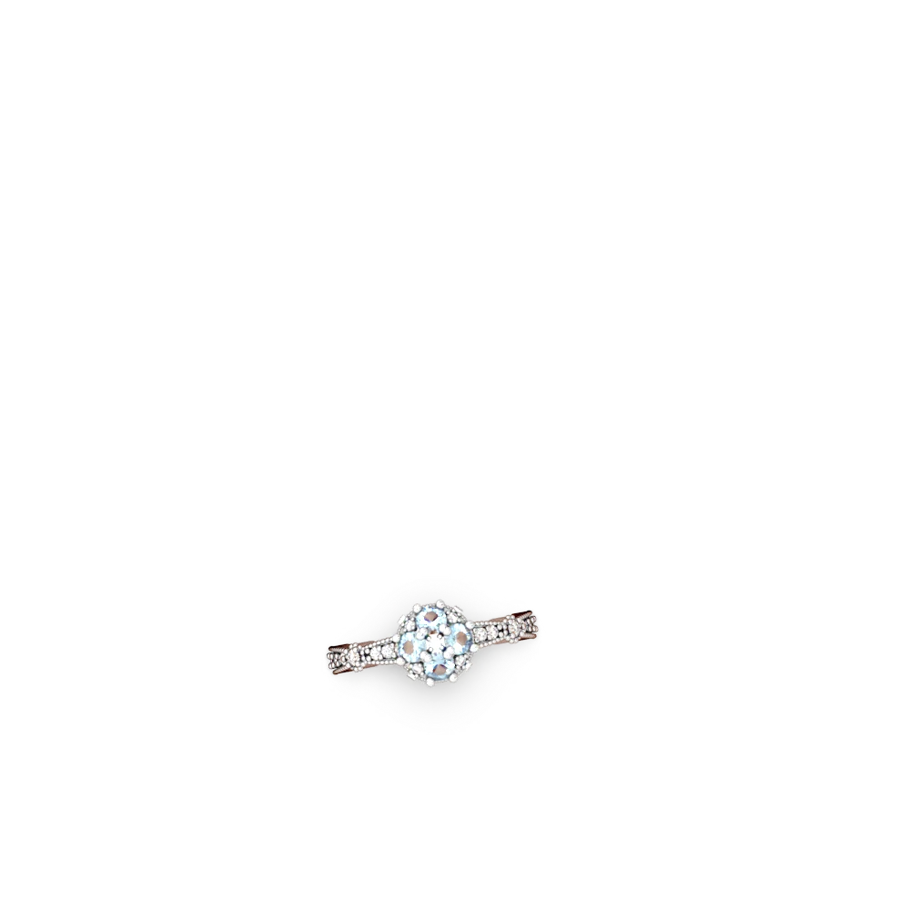 Aquamarine Sparkling Tiara Cluster 14K White Gold ring R26293RD