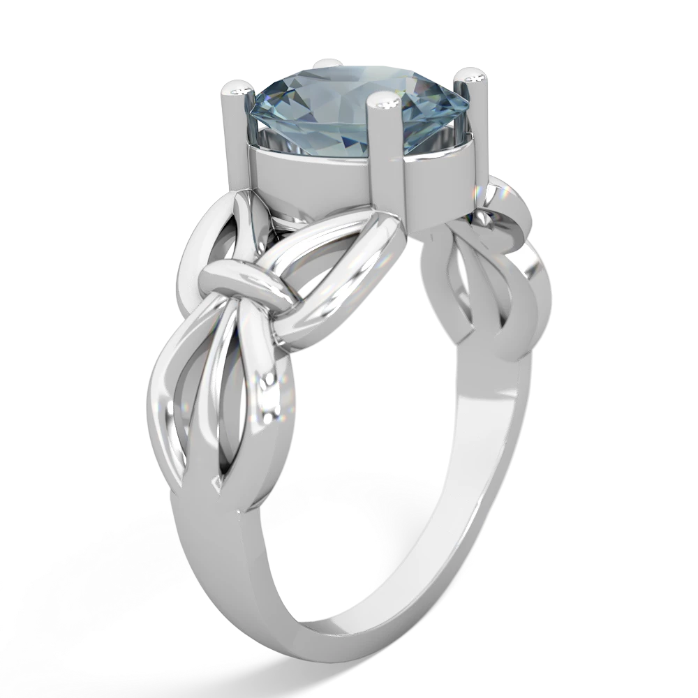 Aquamarine Celtic Knot Cocktail 14K White Gold ring R2377