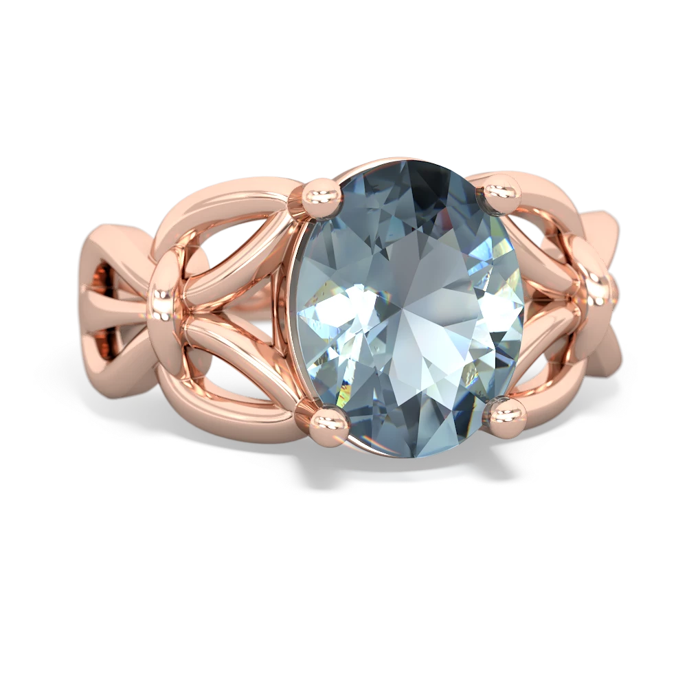 Aquamarine Celtic Knot Cocktail 14K Rose Gold ring R2377