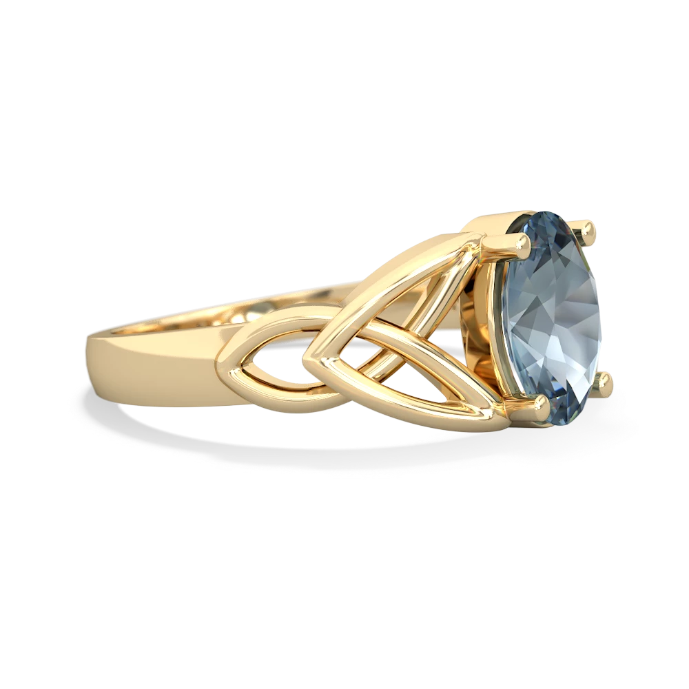 Aquamarine Celtic Trinity Knot 14K Yellow Gold ring R2389