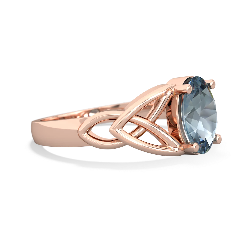 Aquamarine Celtic Trinity Knot 14K Rose Gold ring R2389