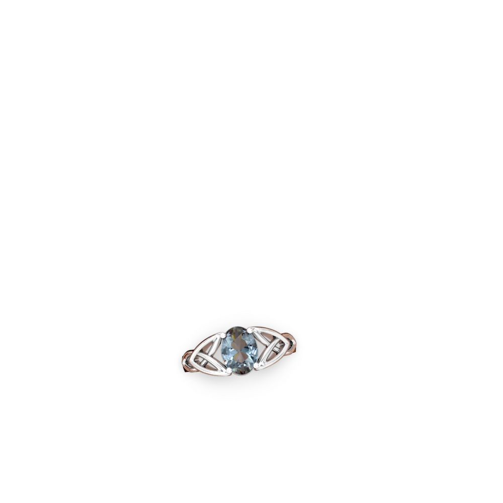 Aquamarine Celtic Trinity Knot 14K White Gold ring R2389