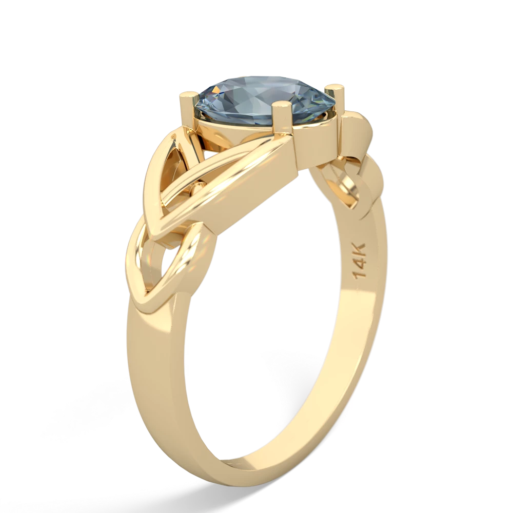 Aquamarine Celtic Trinity Knot 14K Yellow Gold ring R2389