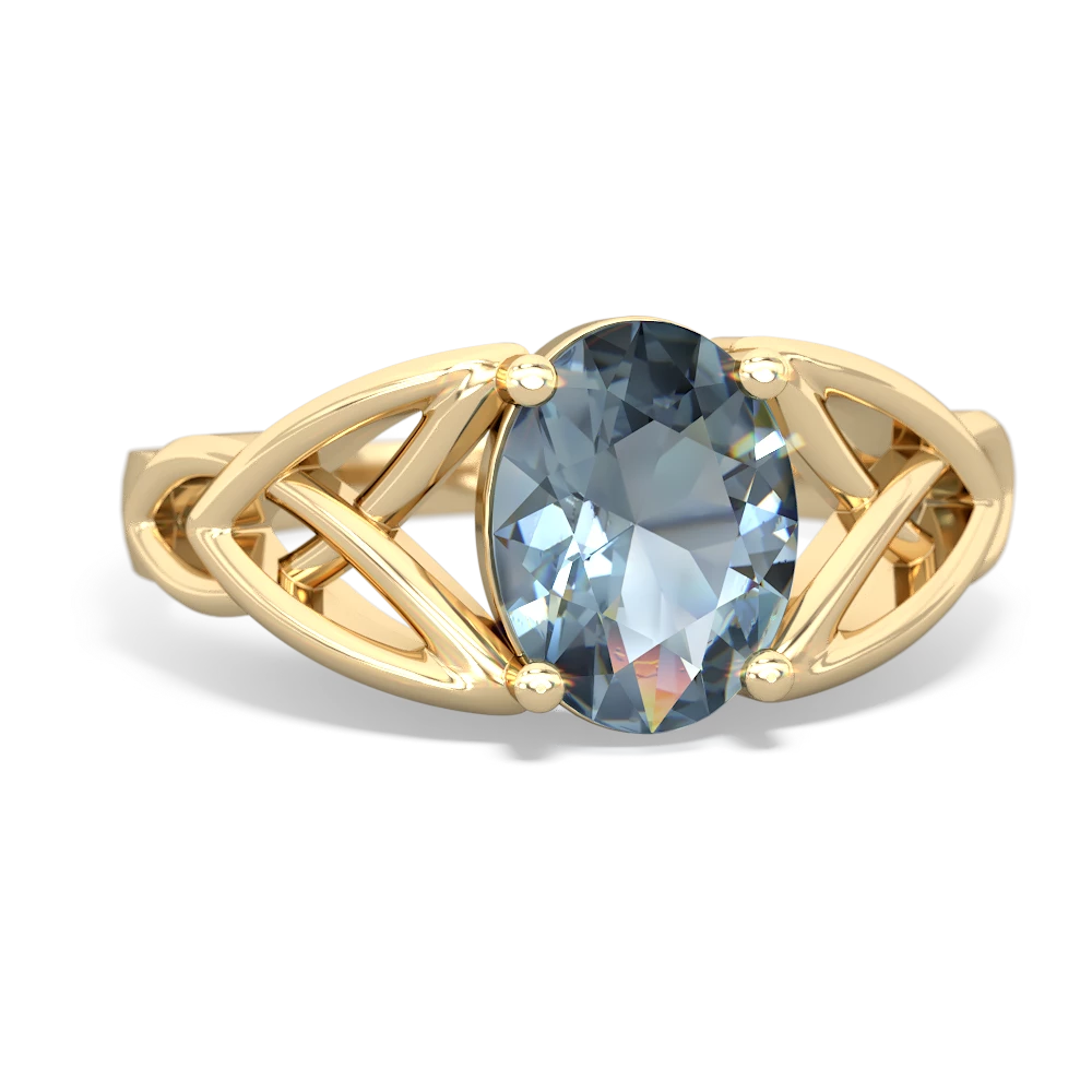 Aquamarine Celtic Trinity Knot 14K Yellow Gold ring R2389