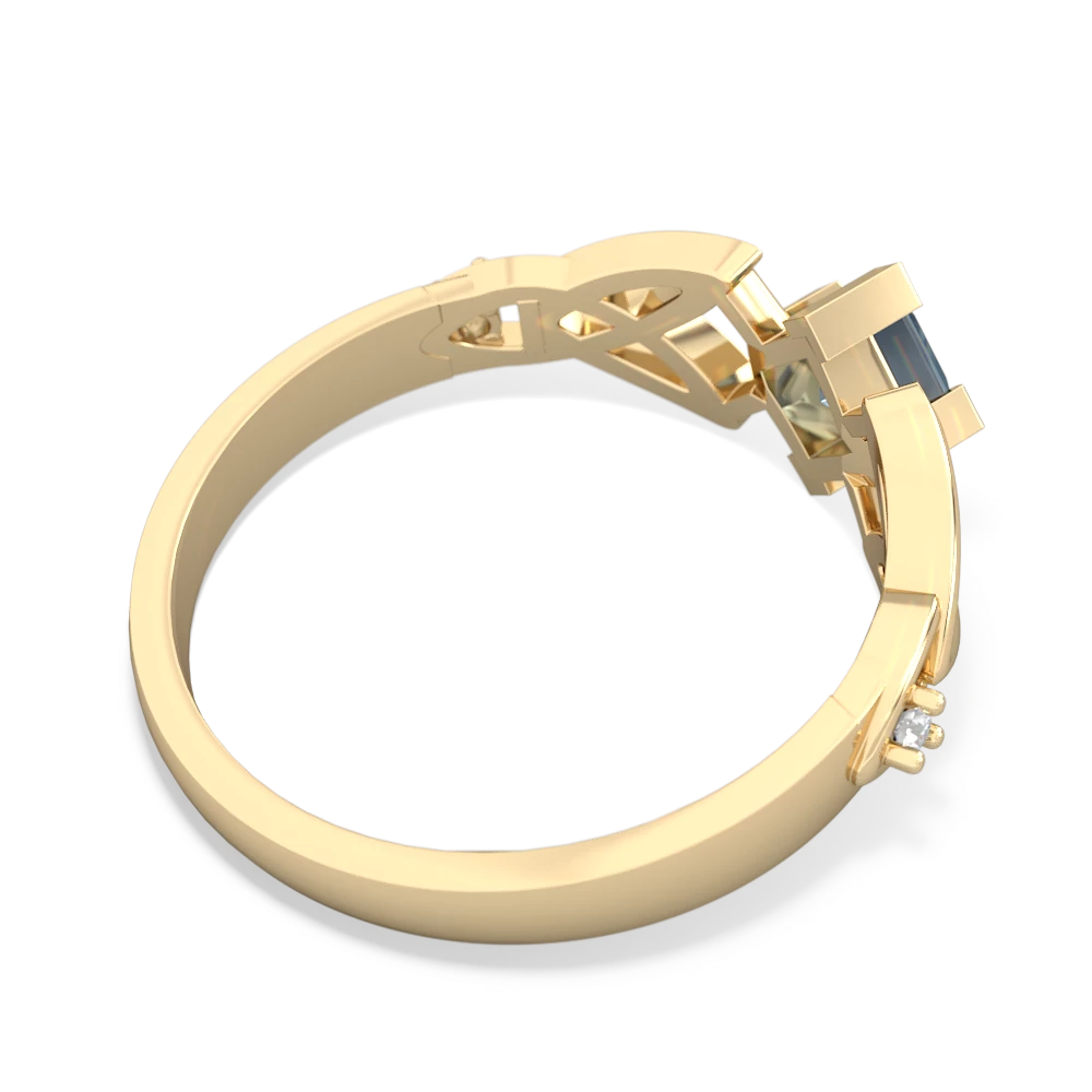 Aquamarine Celtic Trinity Knot 14K Yellow Gold ring R3349