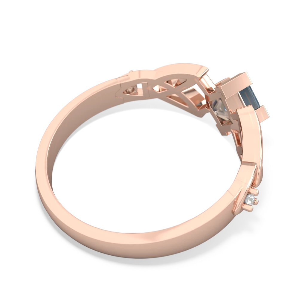 Aquamarine Celtic Knot Princess 14K Rose Gold ring R3349