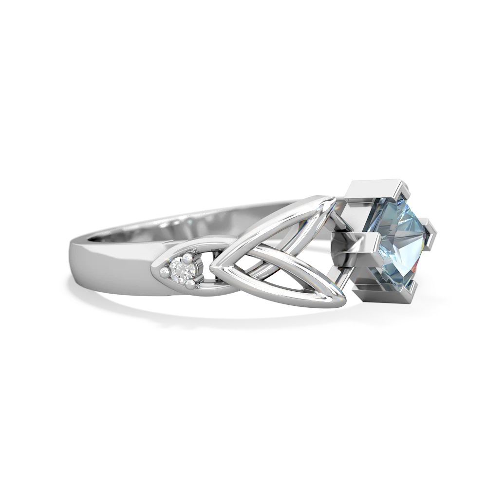 Aquamarine Celtic Knot Princess 14K White Gold ring R3349