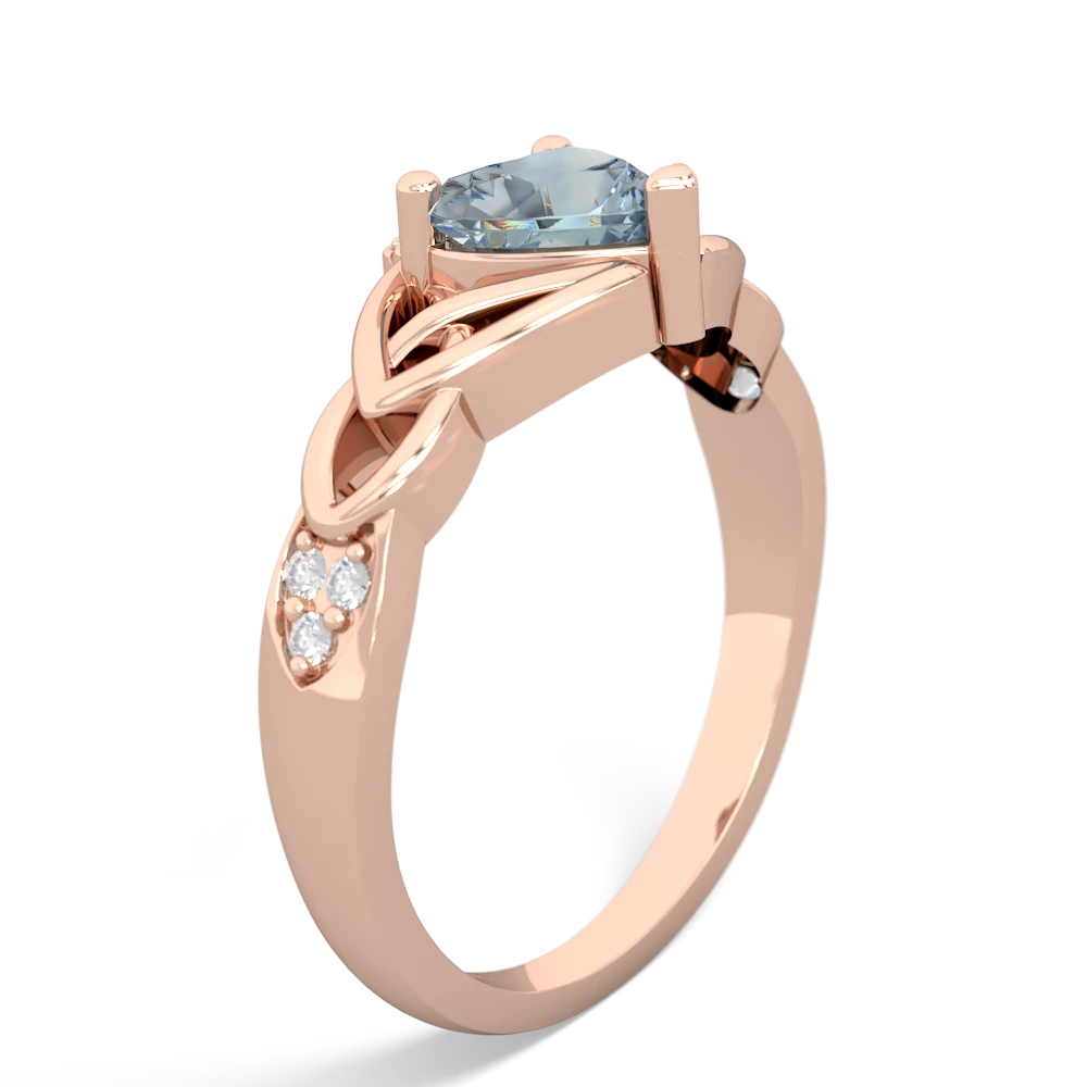 Aquamarine Claddagh Celtic Knot Diamond 14K Rose Gold ring R5001