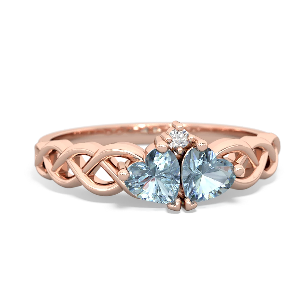 Aquamarine Heart To Heart Braid 14K Rose Gold ring R5870