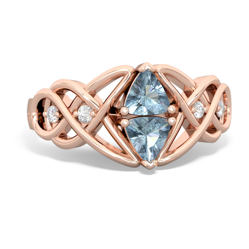 Aquamarine Keepsake Celtic Knot 14K Rose Gold ring R5300