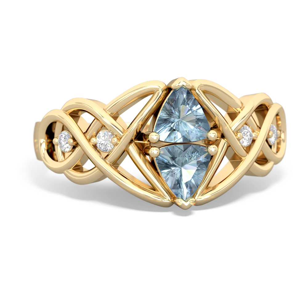 Aquamarine Keepsake Celtic Knot 14K Yellow Gold ring R5300