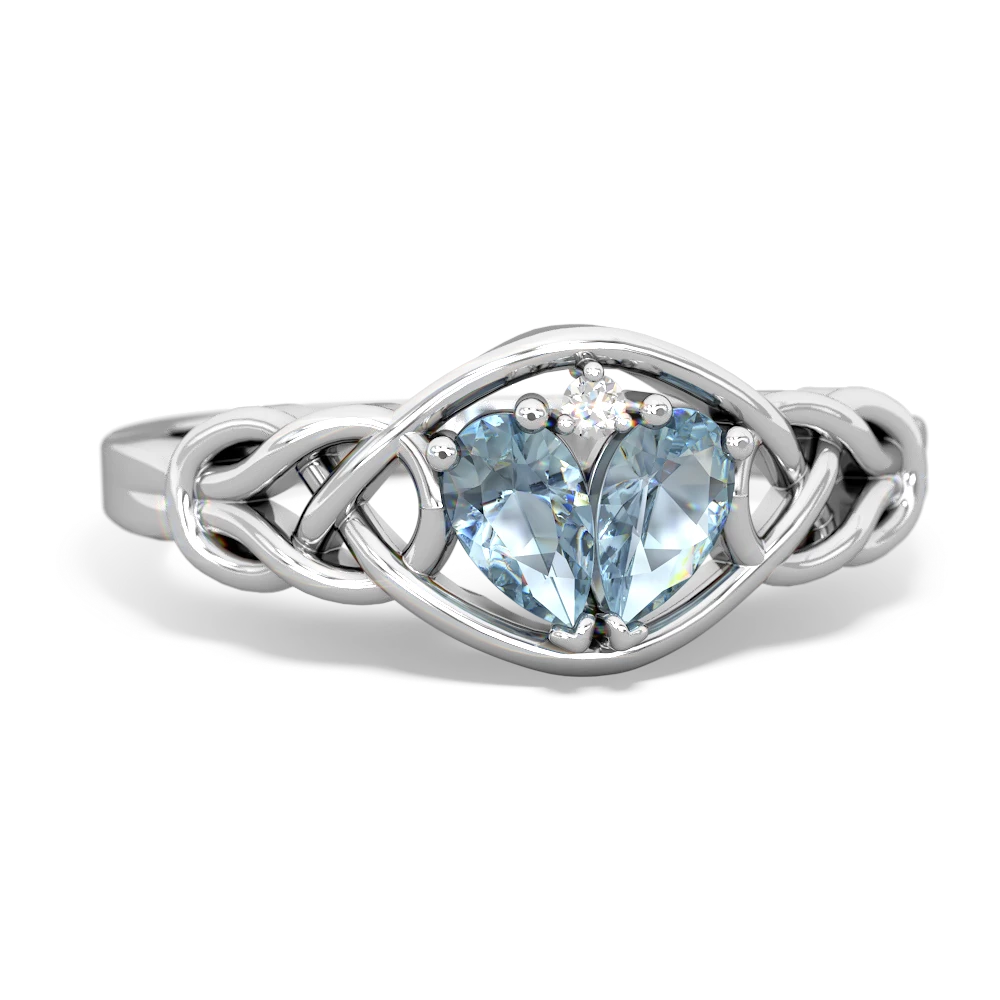 Aquamarine Celtic Love Knot 14K White Gold ring R5420