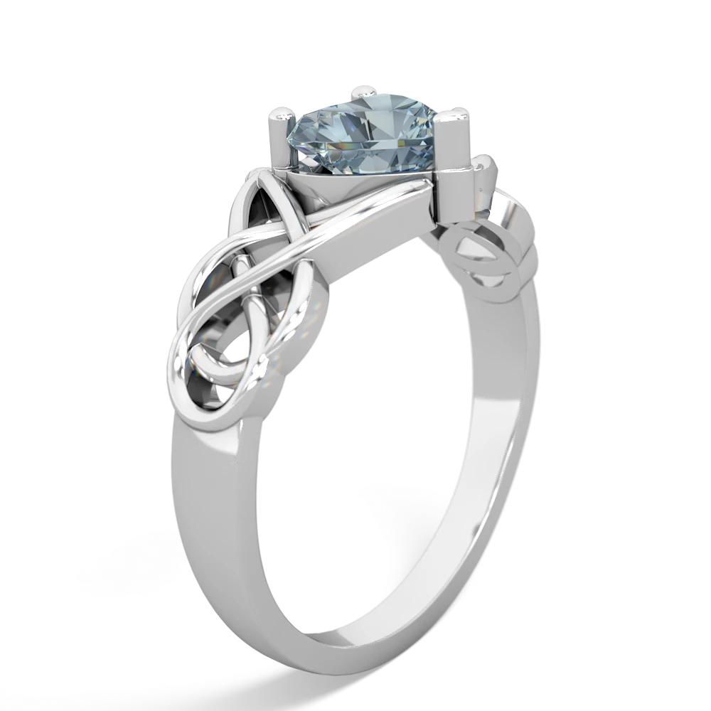 Aquamarine Claddagh Celtic Knot 14K White Gold ring R2367