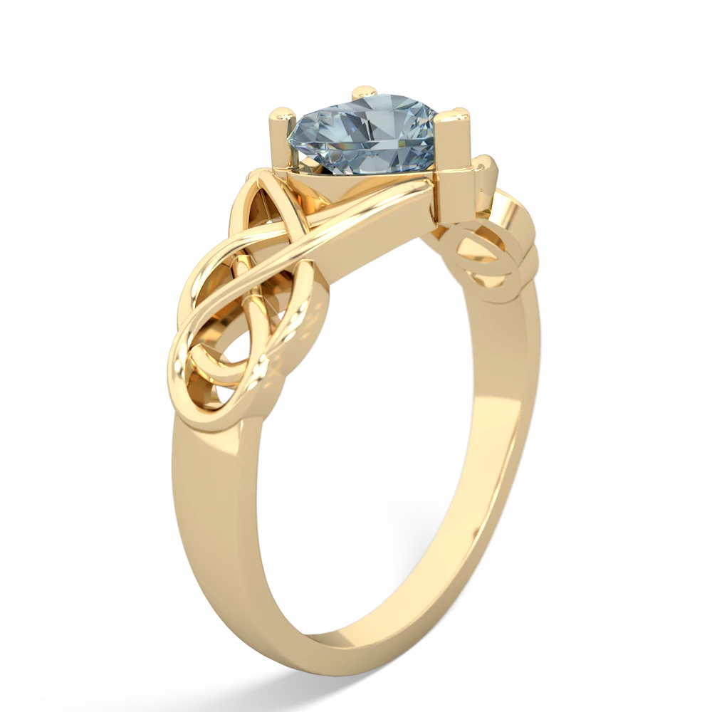 Aquamarine Claddagh Celtic Knot 14K Yellow Gold ring R2367