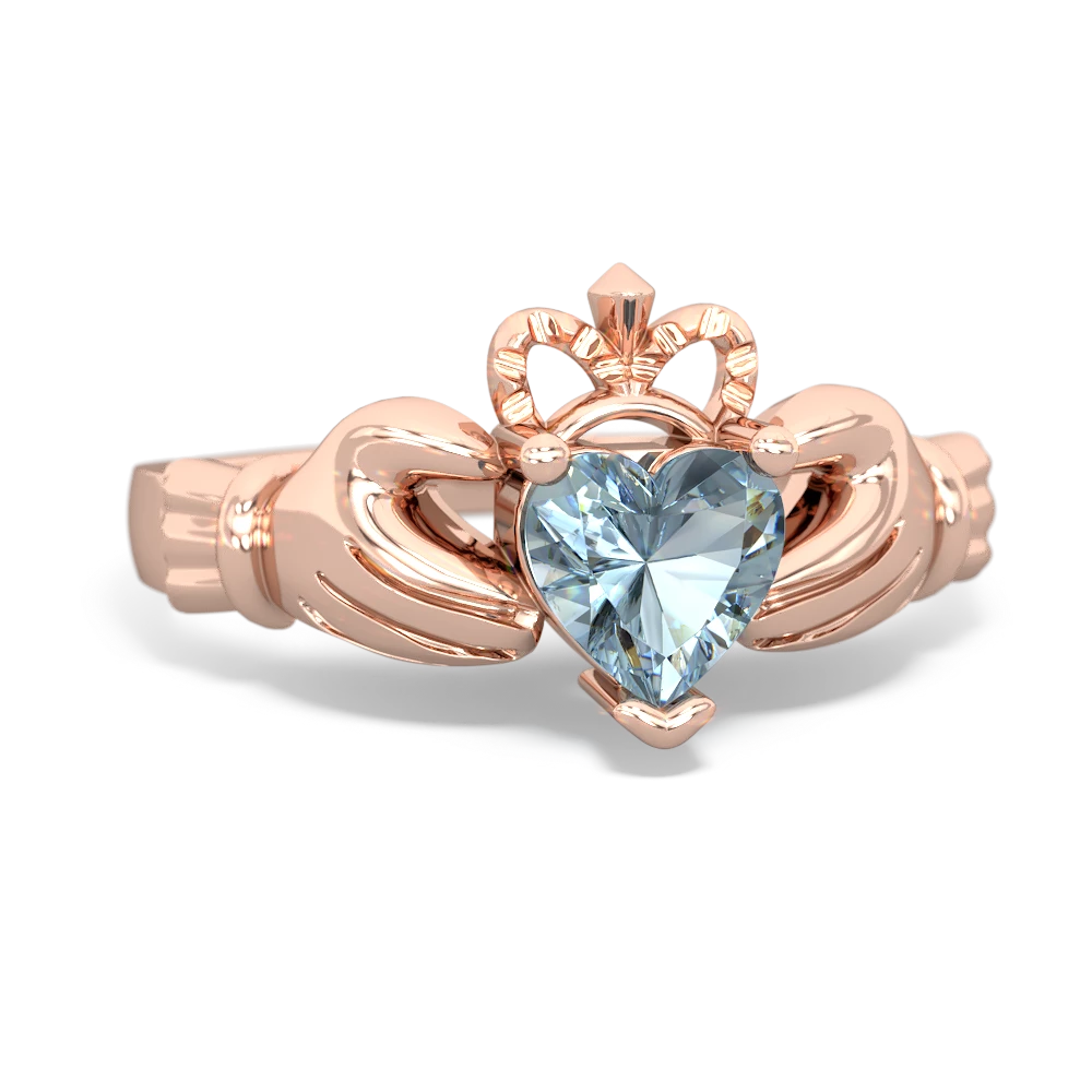 Aquamarine Claddagh 14K Rose Gold ring R2370