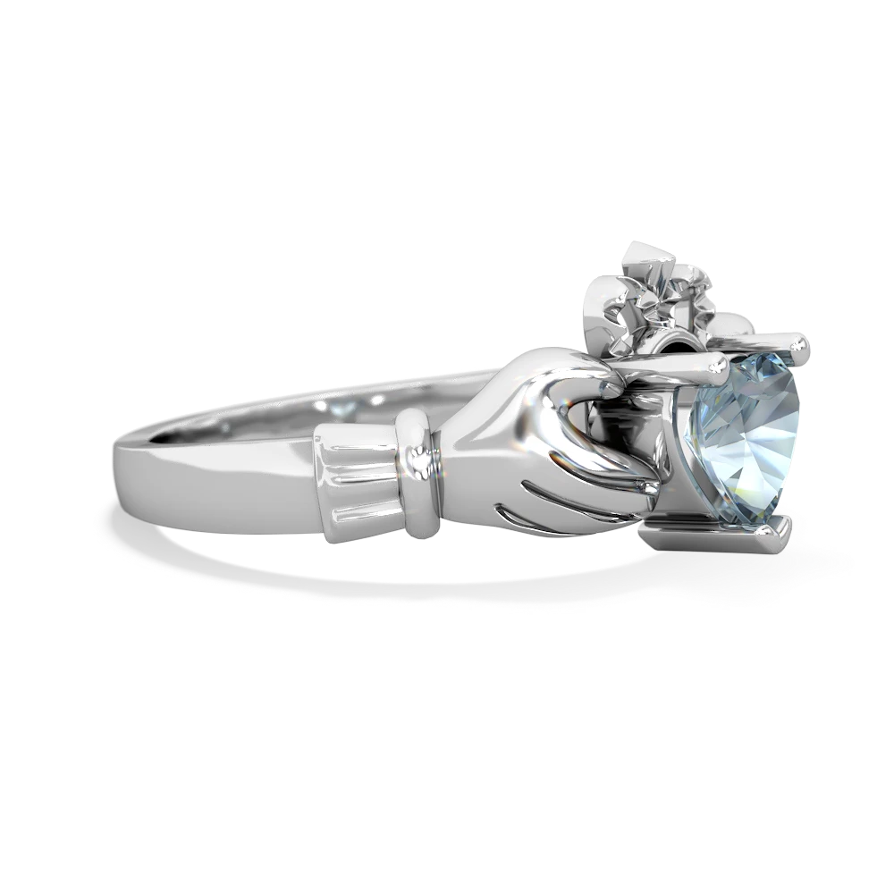 Aquamarine Claddagh 14K White Gold ring R2370