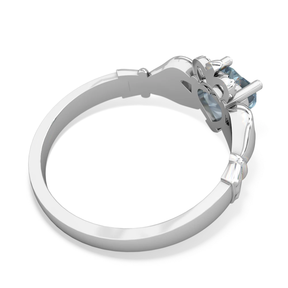 Aquamarine Claddagh 14K White Gold ring R2370