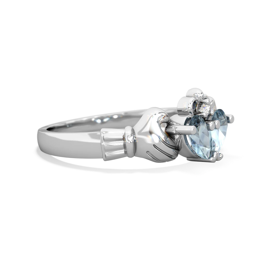 Aquamarine 'Our Heart' Claddagh 14K White Gold ring R2388