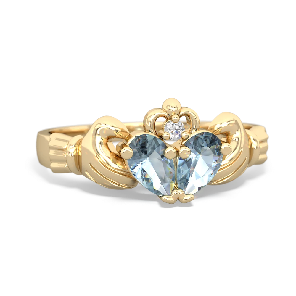 Aquamarine 'Our Heart' Claddagh 14K Yellow Gold ring R2388