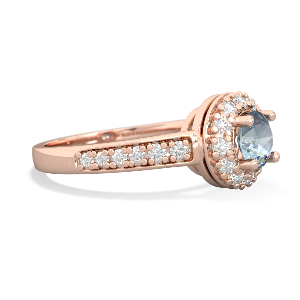 Aquamarine Diamond Halo 14K Rose Gold ring R5370