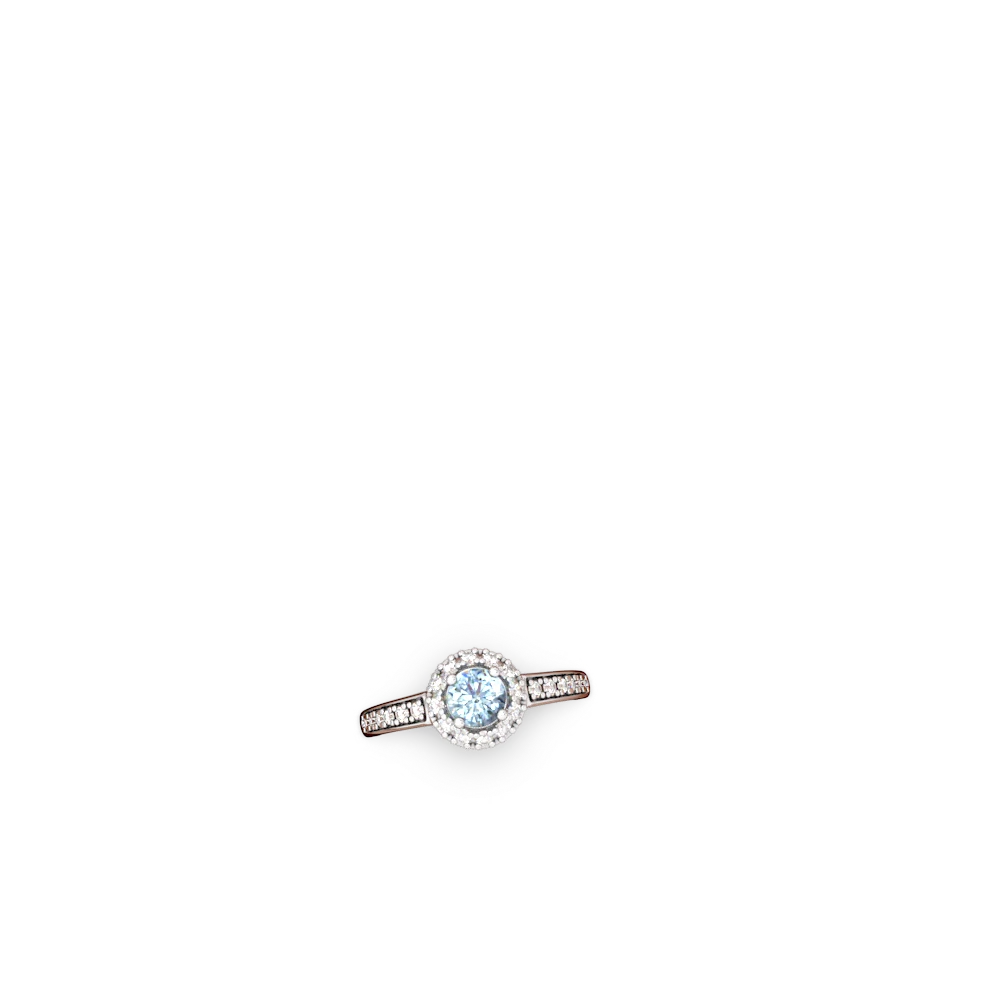 Aquamarine Diamond Halo 14K White Gold ring R5370