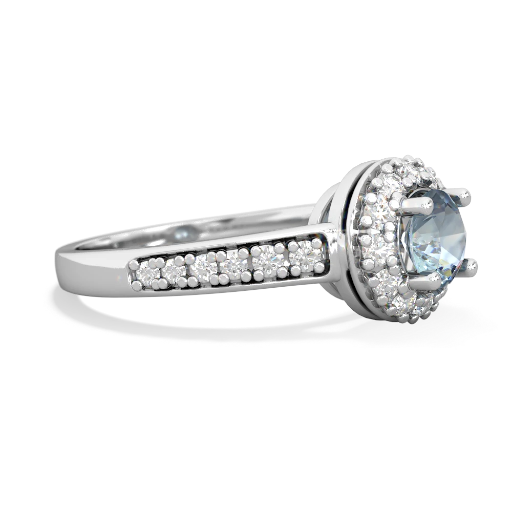 Aquamarine Diamond Halo 14K White Gold ring R5370