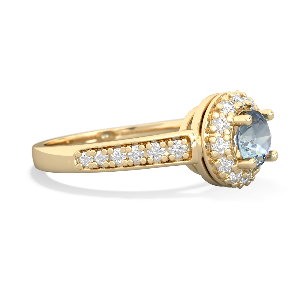 Aquamarine Diamond Halo 14K Yellow Gold ring R5370