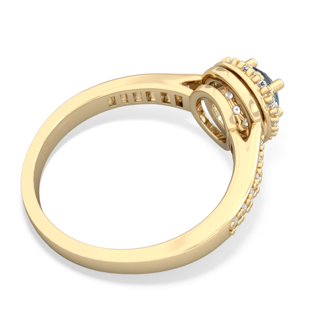 Aquamarine Diamond Halo 14K Yellow Gold ring R5370