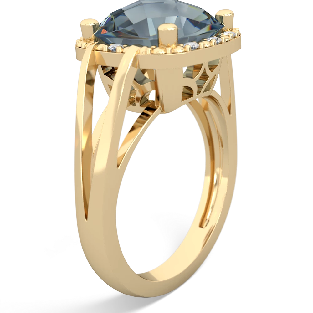 Aquamarine Art Deco Cocktail 14K Yellow Gold ring R2498