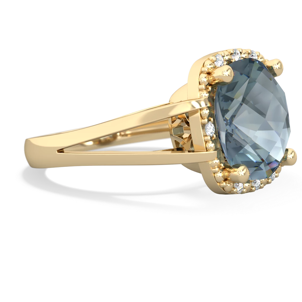 Aquamarine Art Deco Cocktail 14K Yellow Gold ring R2498