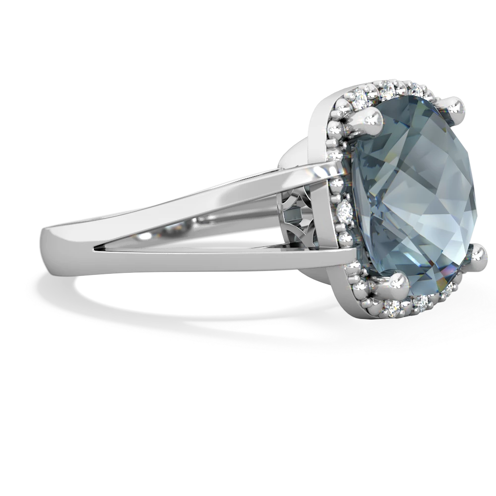 Aquamarine Art Deco Cocktail 14K White Gold ring R2498