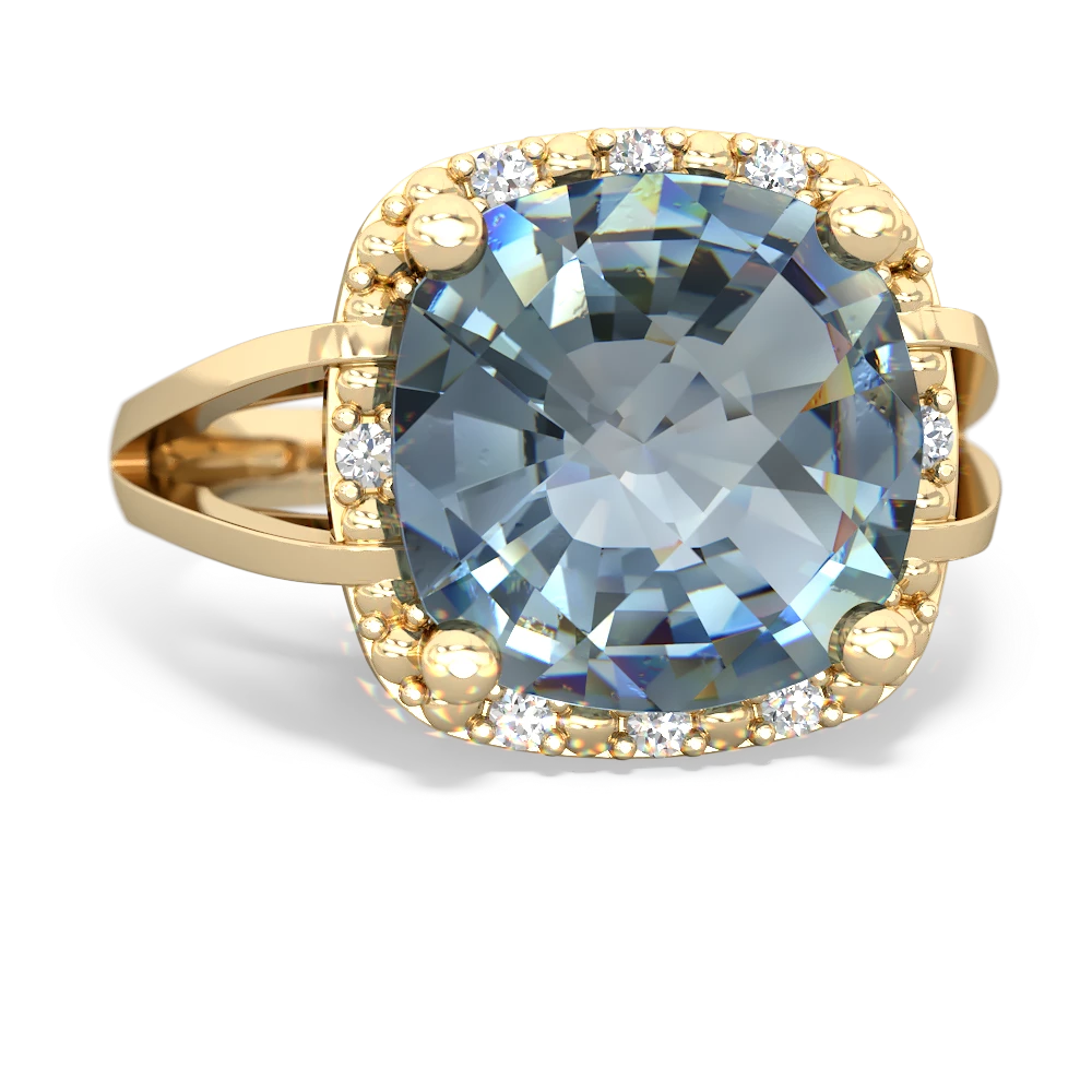 Aquamarine Art Deco Cocktail 14K Yellow Gold ring R2498