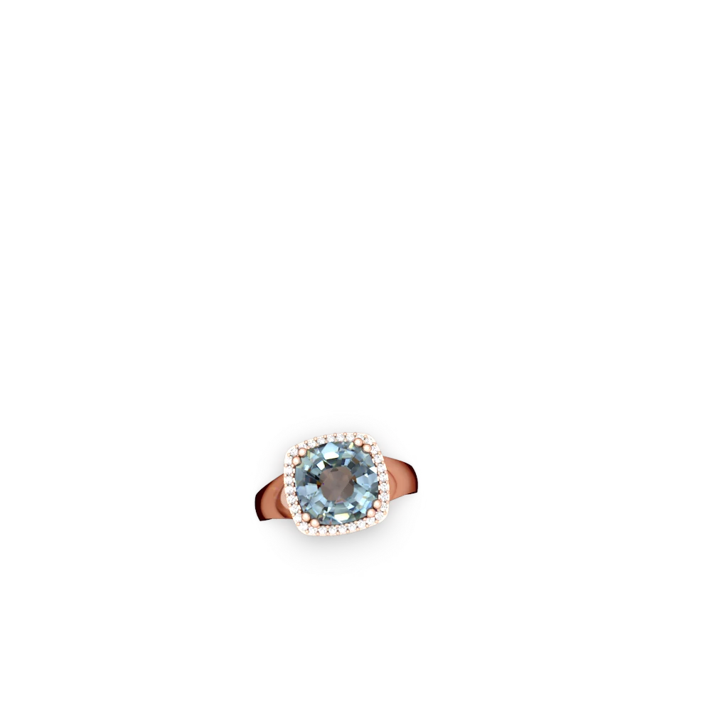 Aquamarine Halo Cocktail 14K Rose Gold ring R2544