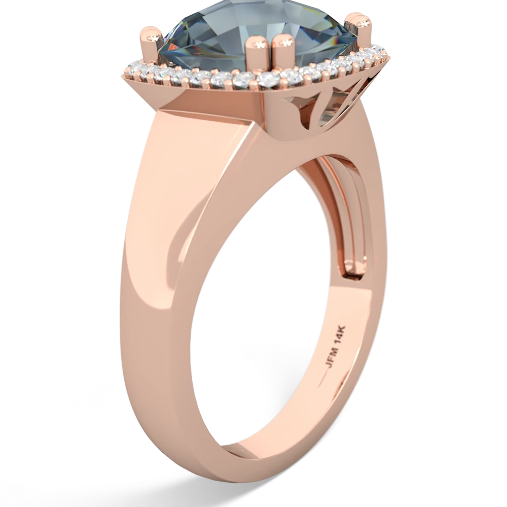 Aquamarine Halo Cocktail 14K Rose Gold ring R2544