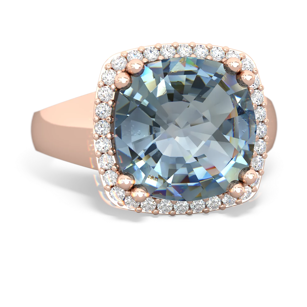 Aquamarine Halo Cocktail 14K Rose Gold ring R2544