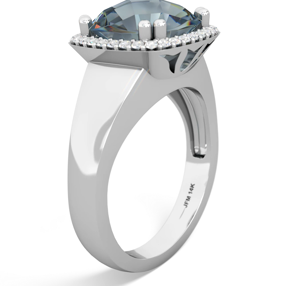 Aquamarine Halo Cocktail 14K White Gold ring R2544