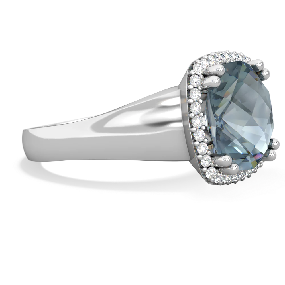 Aquamarine Halo Cocktail 14K White Gold ring R2544