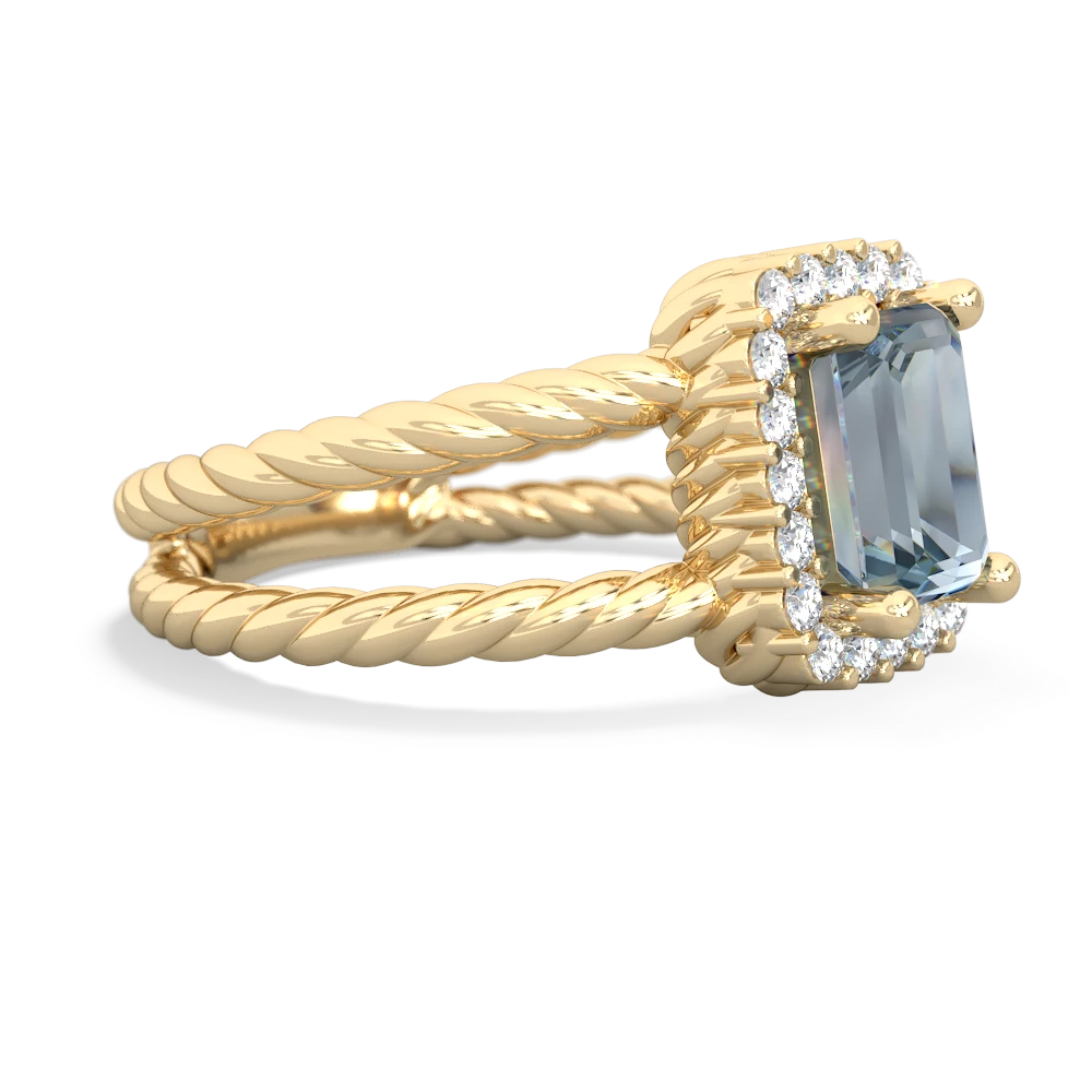 Aquamarine Rope Split Band 14K Yellow Gold ring R2628